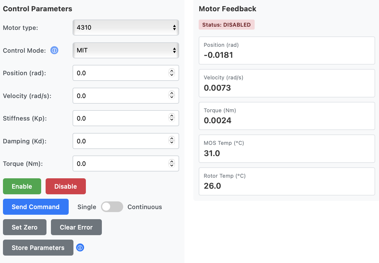Motor Control – Control Parameters and Motor Feedback